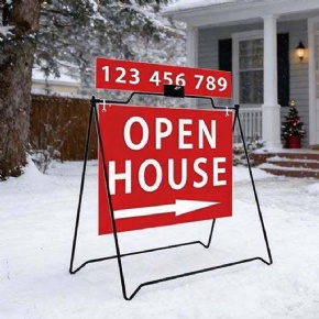 Open House a Frame Sign Aluminum Stand with Pennant Style Digital Printing
